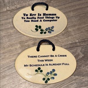 Mountains Meadows Pottery  Oval Plaques with Quotes Handmade in USA